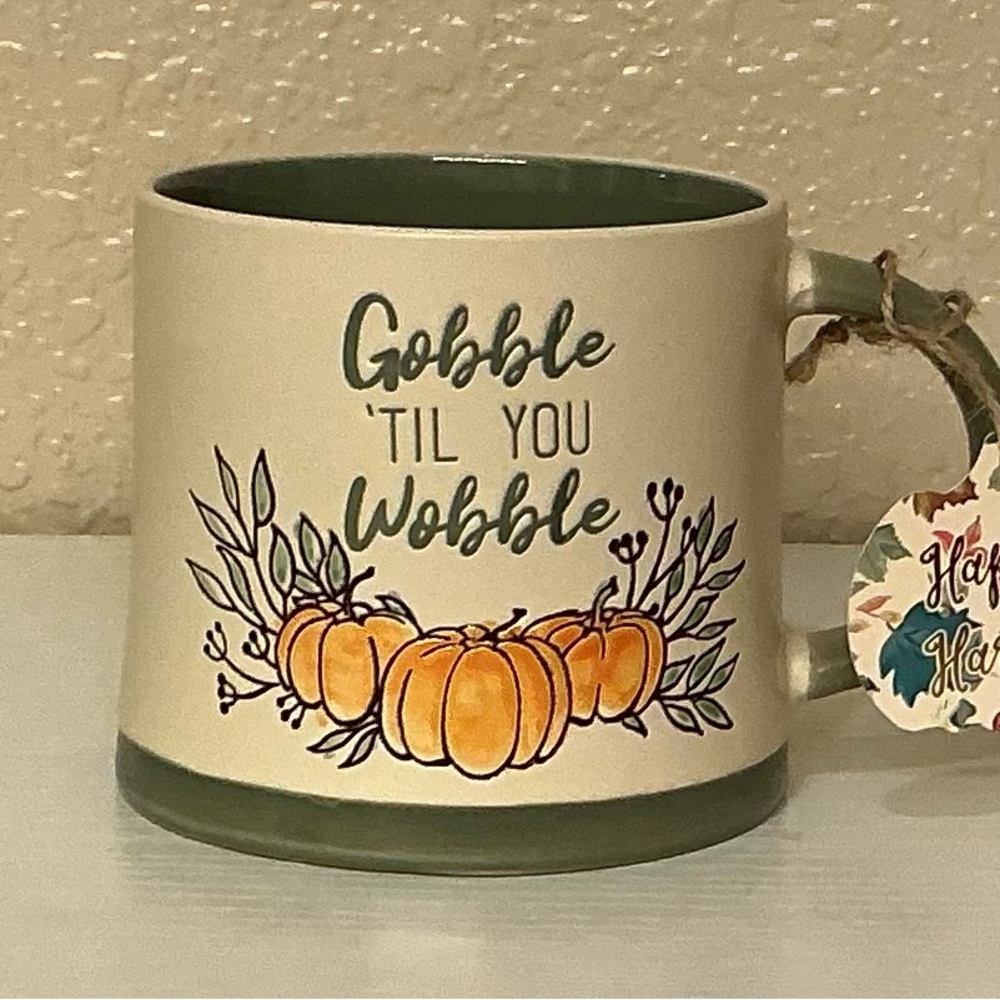 Gobble 'Til You Wobble Mug - Green and Orange